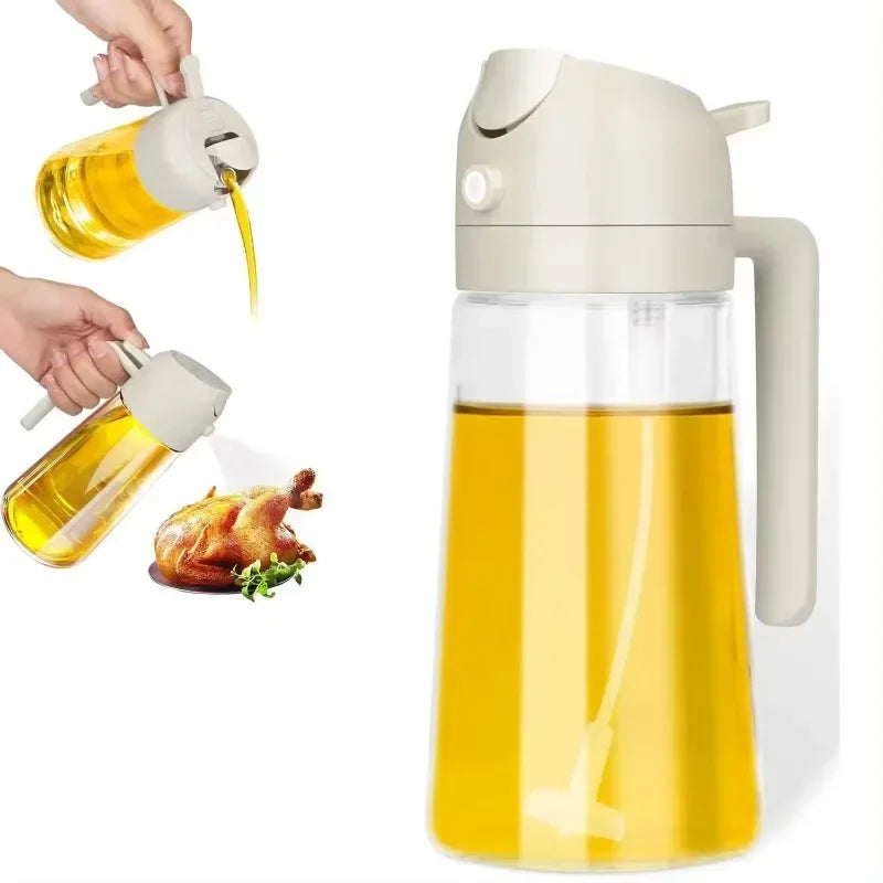 2 in 1 Kitchen Oil Spray Bottle Olive Acid Sprayer Stainless Steel Glass for Cooking BBQ Baking Oil Dispenser Accessories